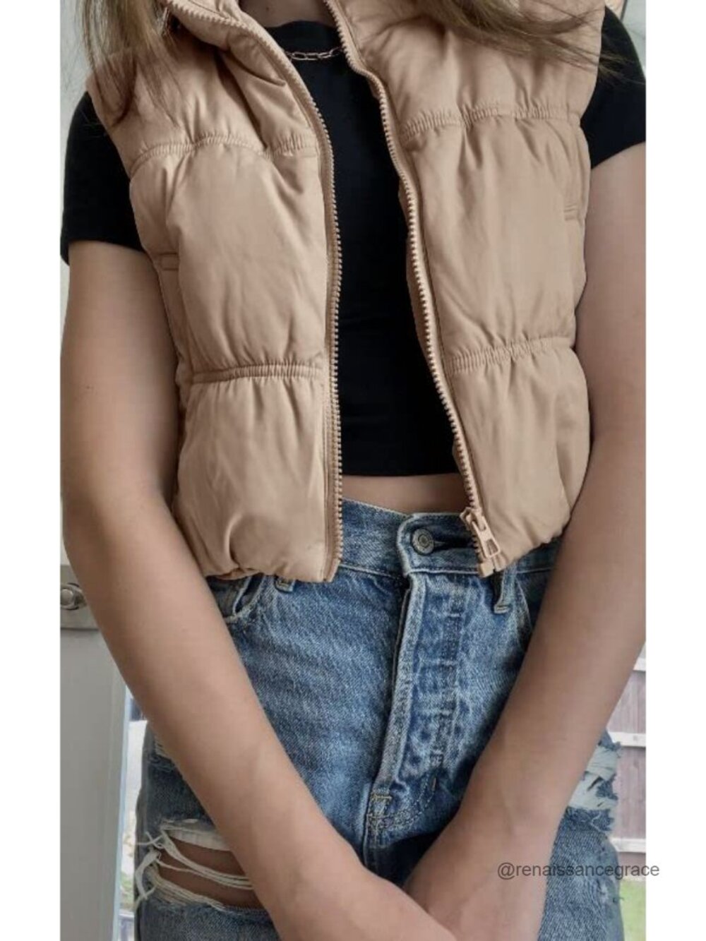 Women's Crop Puffer Vest Zip Up Sleeveless Padded Coat